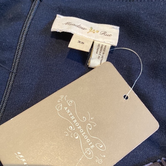 Meadow Rue Anthropologie navy burnout velvet dress size XS NWT - Picture 6 of 7